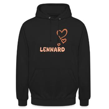 Geschenk für Lennard - Unisex Hoodie - Schwarz - Vorne - Alina (178cm) & Michal (187cm)