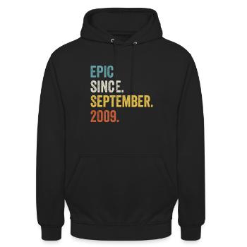 Epic Since September 2009 13. Geburtstag - Unisex Hoodie - Schwarz - Vorne - Alina (178cm) & Michal (187cm)