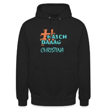 CHRISTINA - Unisex Hoodie - Schwarz - Vorne - Alina (178cm) & Michal (187cm)