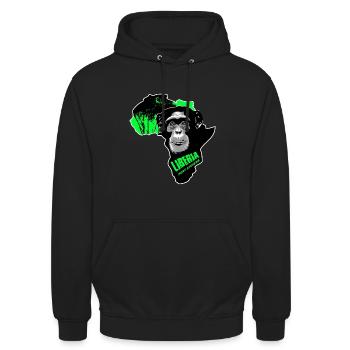 Chimpanzé du Libéria - Sweat-shirt à capuche unisexe - noir - Devant - Alina (178cm) & Michal (187cm)