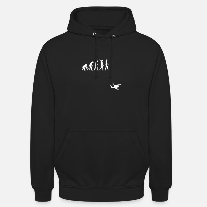 Parachutisme - évolution humaine - Sweat-shirt à capuche unisexe - noir