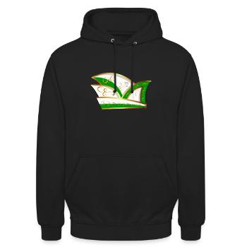 KOMITEEMÜTZE GRÜN WEISS KARNEVAL Narrenkappe - Unisex Hoodie - Schwarz - Vorne - Alina (178cm) & Michal (187cm)