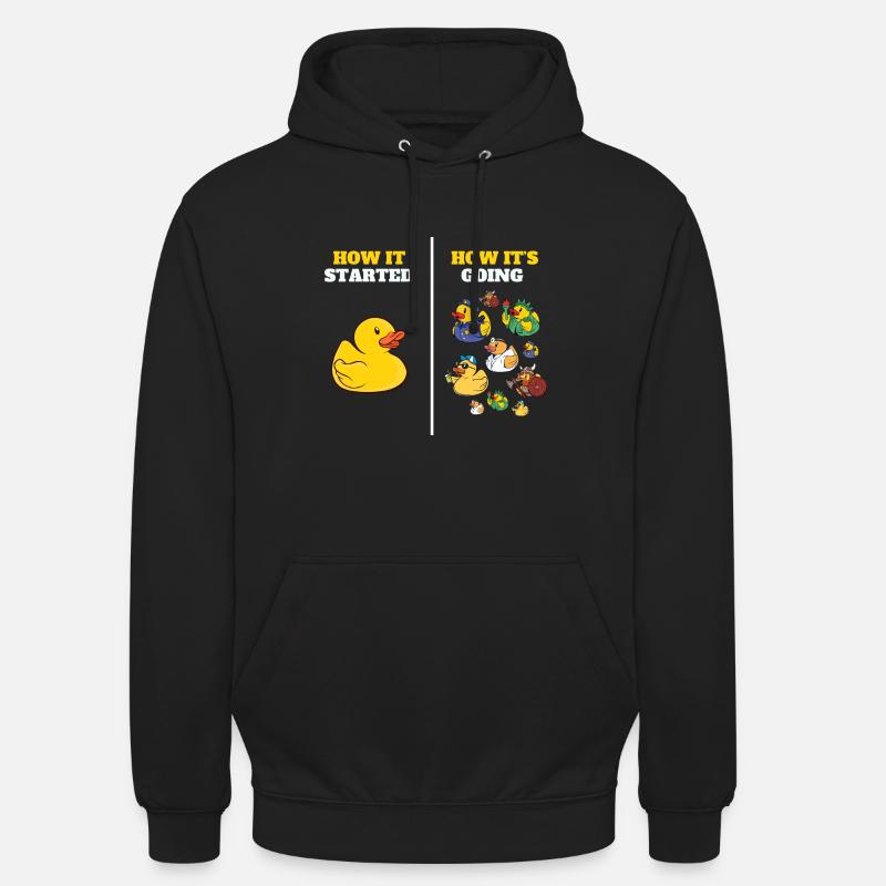How It Started Yellow Bath Duckie Rubber Duck - Unisex Hoodie - black