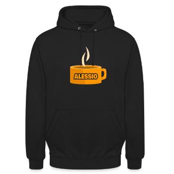 Geschenk für Alessio - Unisex Hoodie - Schwarz - Vorne - Alina (178cm) & Michal (187cm)