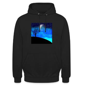 Nacht Baum Design T-shirt - Unisex Hoodie - Schwarz - Vorne - Alina (178cm) & Michal (187cm)