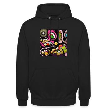 sushi modern - Unisex Hoodie - Schwarz - Vorne - Alina (178cm) & Michal (187cm)