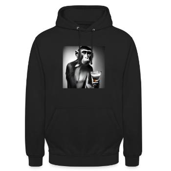 Portrait de singe - Sweat-shirt à capuche unisexe - noir - Devant - Alina (178cm) & Michal (187cm)