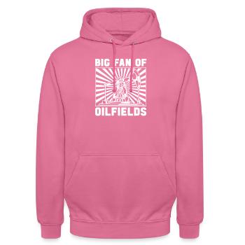 Ölfeld Bohrinsel Fan - Unisex Hoodie - Pink - Vorne - Alina (178cm) & Michal (187cm)