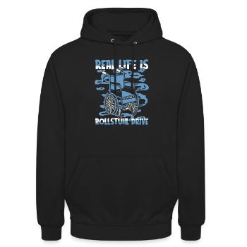 Fauteuil roulant Fauteuil roulant drôle - Sweat-shirt à capuche unisexe - noir - Devant - Alina (178cm) & Michal (187cm)