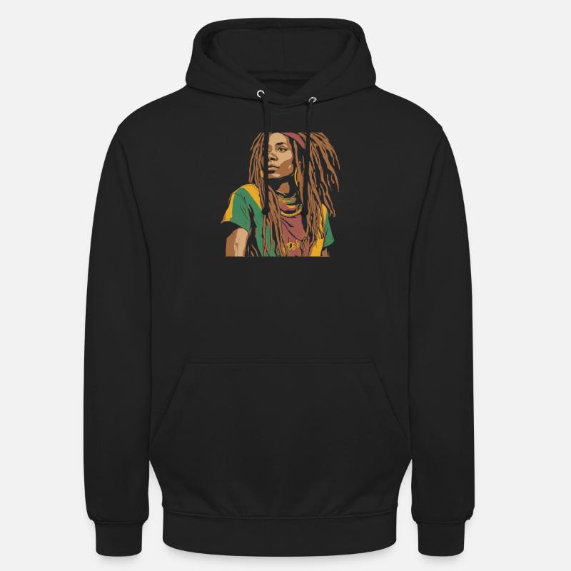 Dreadlocks de cheveux Rasta Dreads - Sweat-shirt à capuche unisexe - noir