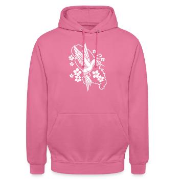 Colibri Floral Line Art - Sweat-shirt à capuche unisexe - rose - Devant - Alina (178cm) & Michal (187cm)