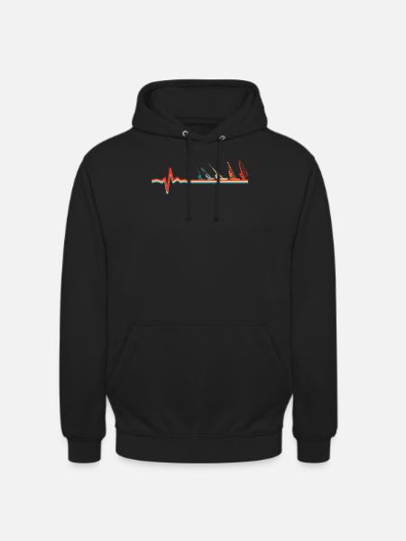 Windsurfing Windsurfer Ekg Heartbeat - Unisex Hoodie - black