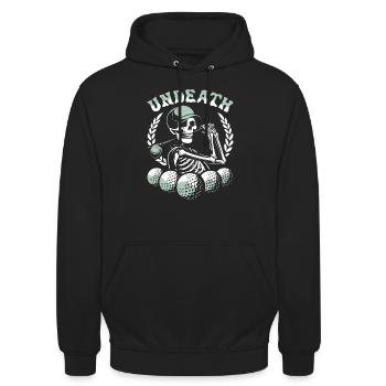 Golf Golfer Golfing Skeleton Undeath - Unisex Hoodie - black - Front - Alina (178cm) & Michal (187cm)