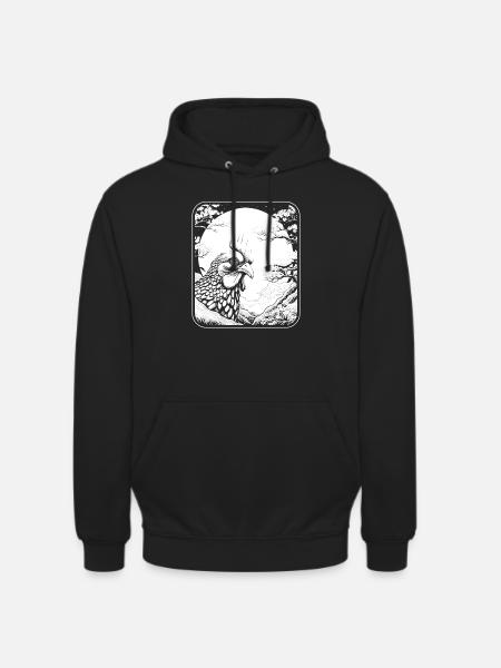 Poule Japon Cerisier Fleur Lune - Sweat-shirt à capuche unisexe - noir