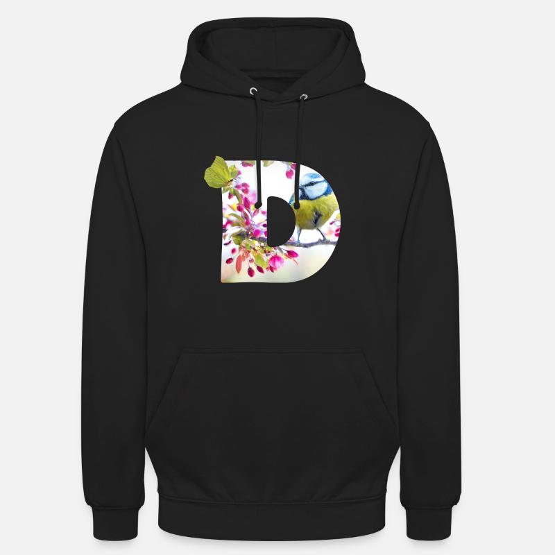 printemps oiseau papillon d - Sweat-shirt à capuche unisexe - noir