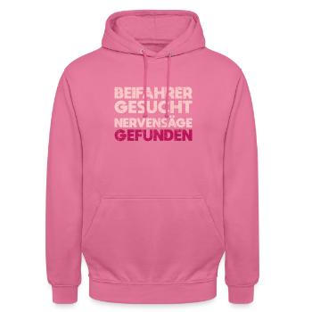 Beifahrer Gesucht Nervensäge Gefunden - Unisex Hoodie - Pink - Vorne - Alina (178cm) & Michal (187cm)