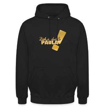 Paula als Vorname - Unisex Hoodie - Schwarz - Vorne - Alina (178cm) & Michal (187cm)