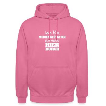 Beroep: Mediavormgever - Uniseks hoodie - pink - Voor - Alina (178cm) & Michal (187cm)