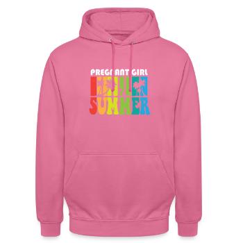 Pregnant Girl Summer Baby Announcement Pregnancy - Unisex Hoodie - Pink - Vorne - Alina (178cm) & Michal (187cm)