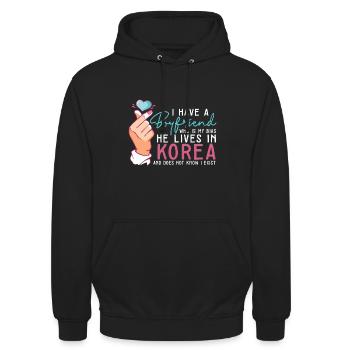 J’ai un petit ami Kpop Idol Fan K Drama Lover I - Sweat-shirt à capuche unisexe - noir - Devant - Alina (178cm) & Michal (187cm)