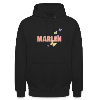 Marlen as Marlen - Unisex Hoodie - black - Front - Alina (178cm) & Michal (187cm)