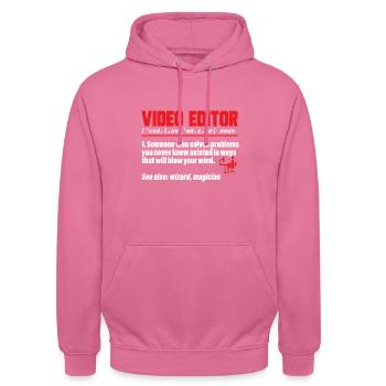 Monteur vidéo Cinéaste Vidéaste - Sweat-shirt à capuche unisexe - rose - Devant - Alina (178cm) & Michal (187cm)