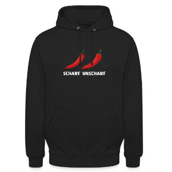 Scharf und unscharf, Fotografen Design witzig. - Unisex Hoodie - Schwarz - Vorne - Alina (178cm) & Michal (187cm)