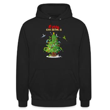 Wellensittich Weihnachtsbaum Geschenk Weihnachten - Unisex Hoodie - Schwarz - Vorne - Alina (178cm) & Michal (187cm)