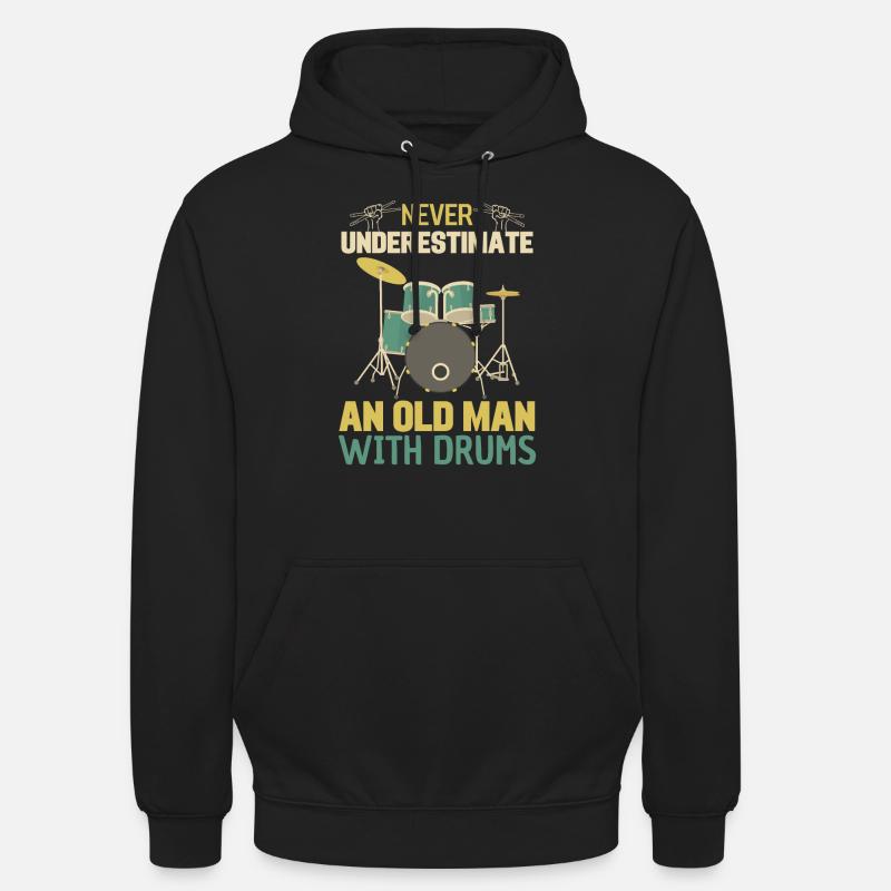 Vieillard avec tambour - Sweat-shirt à capuche unisexe - noir