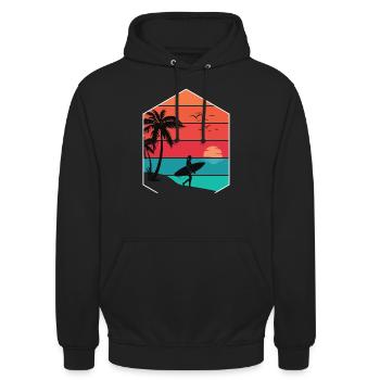 Plage surf été - Sweat-shirt à capuche unisexe - noir - Devant - Alina (178cm) & Michal (187cm)