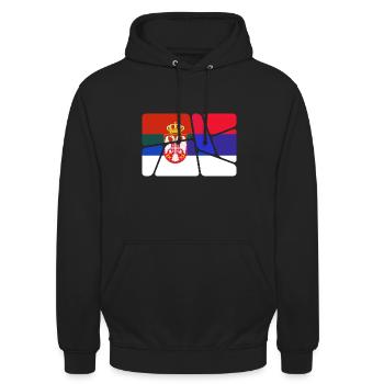 Serbie Serbie - Sweat-shirt à capuche unisexe - noir - Devant - Alina (178cm) & Michal (187cm)