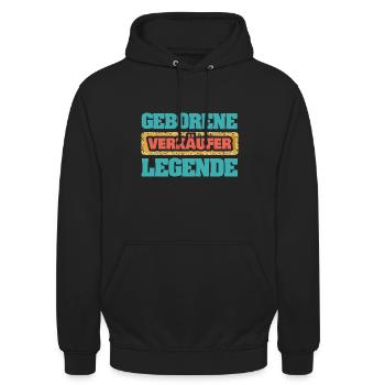 Verkäufer - Unisex Hoodie - Schwarz - Vorne - Alina (178cm) & Michal (187cm)
