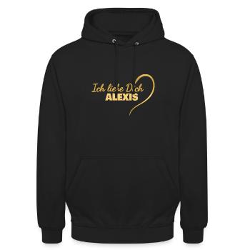 Alexis als LiebeDich - Unisex Hoodie - Schwarz - Vorne - Alina (178cm) & Michal (187cm)