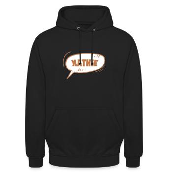 Kathie als Kathie - Unisex Hoodie - Schwarz - Vorne - Alina (178cm) & Michal (187cm)