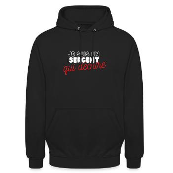 Je suis un sergent qui déchire, humour pompier - Sweat-shirt à capuche unisexe - noir - Devant - Alina (178cm) & Michal (187cm)