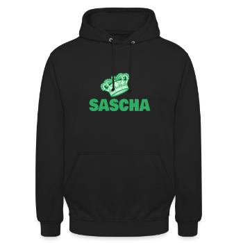 Sascha comme prénom - Sweat-shirt à capuche unisexe - noir - Devant - Alina (178cm) & Michal (187cm)
