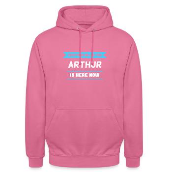 Arthur Name Spruch für stolze Arthurs - Unisex Hoodie - Pink - Vorne - Alina (178cm) & Michal (187cm)