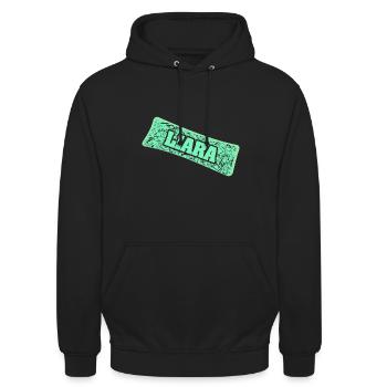 Nom de Liara Nom de naissance Prénom - Sweat-shirt à capuche unisexe - noir - Devant - Alina (178cm) & Michal (187cm)