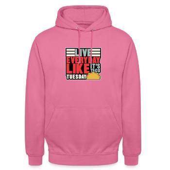 vivre tous les jours - Sweat-shirt à capuche unisexe - rose - Devant - Alina (178cm) & Michal (187cm)