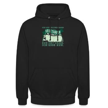 Second Hand Vegetarier - Unisex Hoodie - Schwarz - Vorne - Alina (178cm) & Michal (187cm)