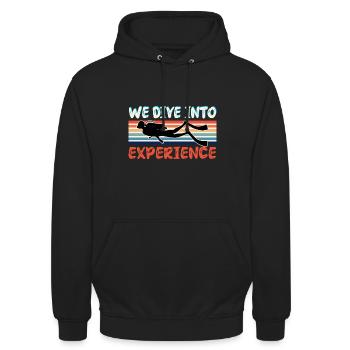 We Dive Into Experience - Unisex Hoodie - black - Front - Alina (178cm) & Michal (187cm)