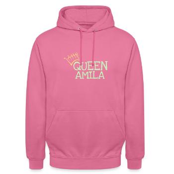 Geschenk für Amila - Unisex Hoodie - Pink - Vorne - Alina (178cm) & Michal (187cm)