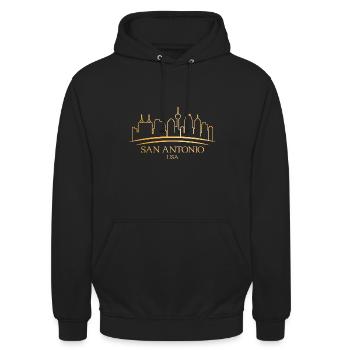San Antonio USA Skyline Design für stolze San - Unisex Hoodie - Schwarz - Vorne - Alina (178cm) & Michal (187cm)