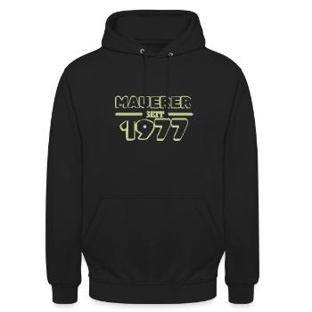 1977 - Unisex Hoodie - Schwarz - Vorne - Alina (178cm) & Michal (187cm)
