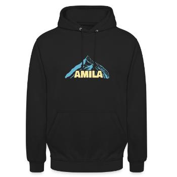 Cadeau pour Amila - Sweat-shirt à capuche unisexe - noir - Devant - Alina (178cm) & Michal (187cm)