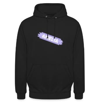 Vorname Amelia - Unisex Hoodie - Schwarz - Vorne - Alina (178cm) & Michal (187cm)