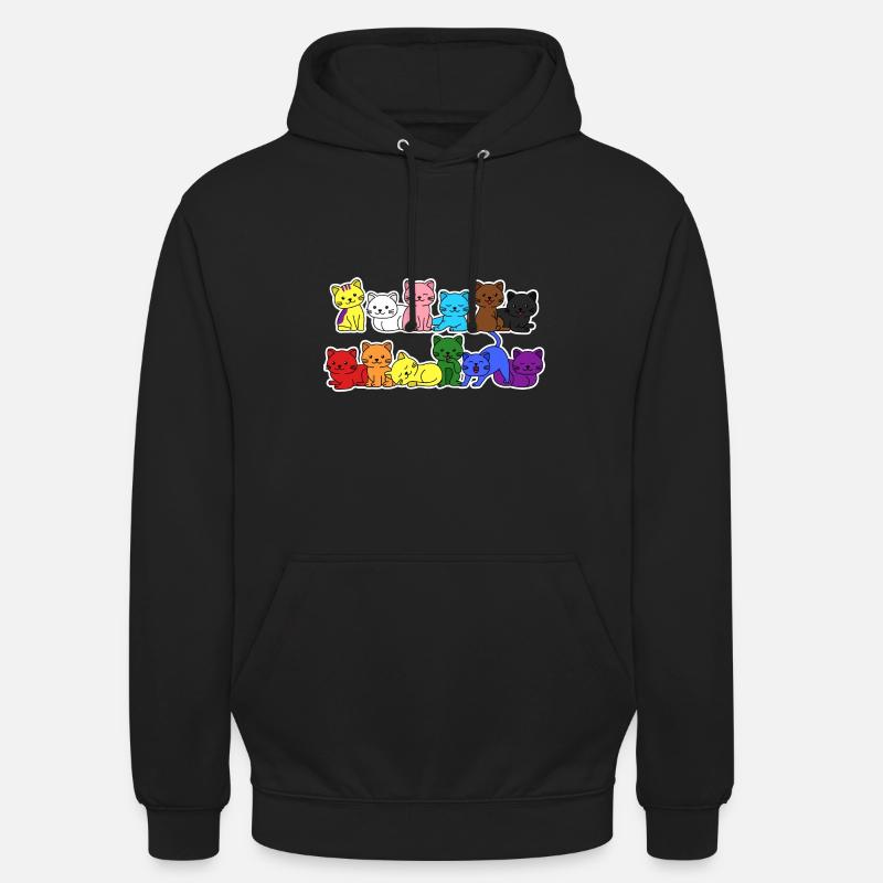 Pride Progress Flag Cat for Equality - Unisex Hoodie - black