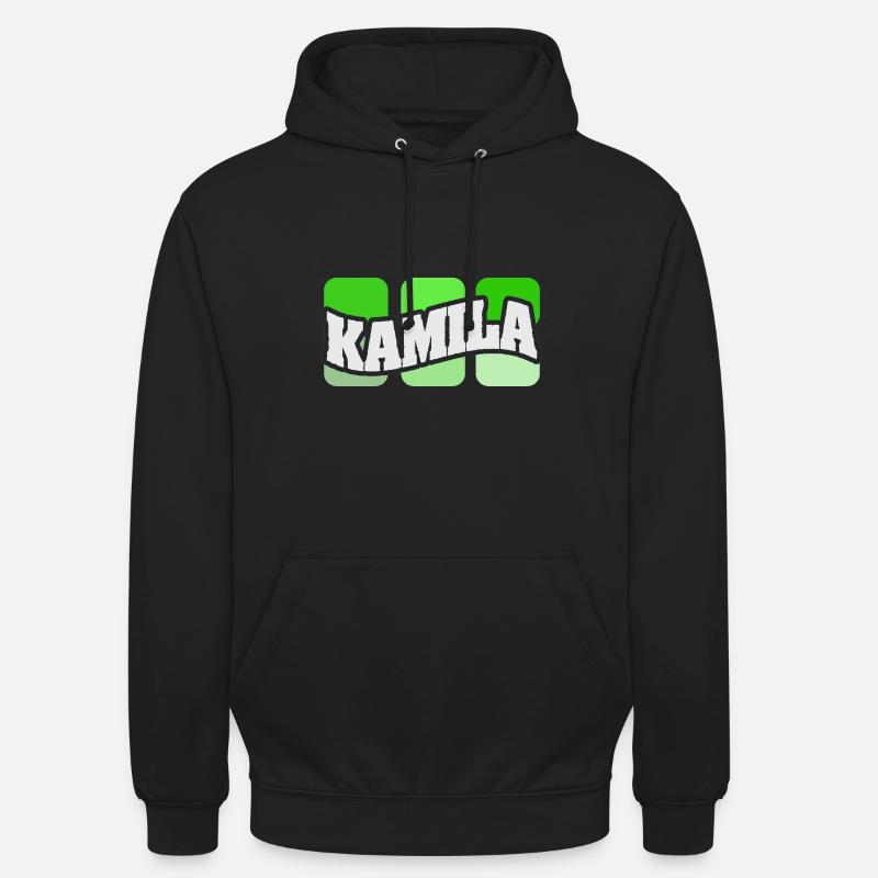 Nom : Kamila - Sweat-shirt à capuche unisexe - noir