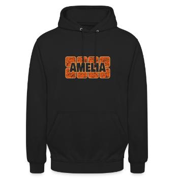 Amelia als Vorname - Unisex Hoodie - Schwarz - Vorne - Alina (178cm) & Michal (187cm)