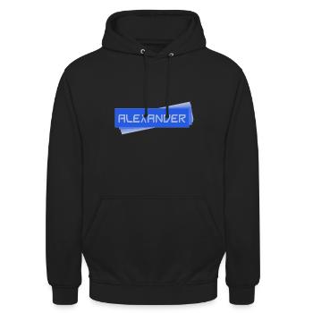 Geschenk für Alexander - Unisex Hoodie - Schwarz - Vorne - Alina (178cm) & Michal (187cm)